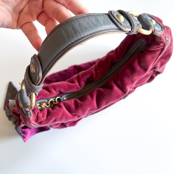 Vintage Y2K Juicy Couture Burgundy Velour Juicy Is For Life Embroidered Bag - Picture 4 of 11